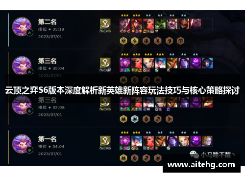 云顶之弈S6版本深度解析新英雄新阵容玩法技巧与核心策略探讨